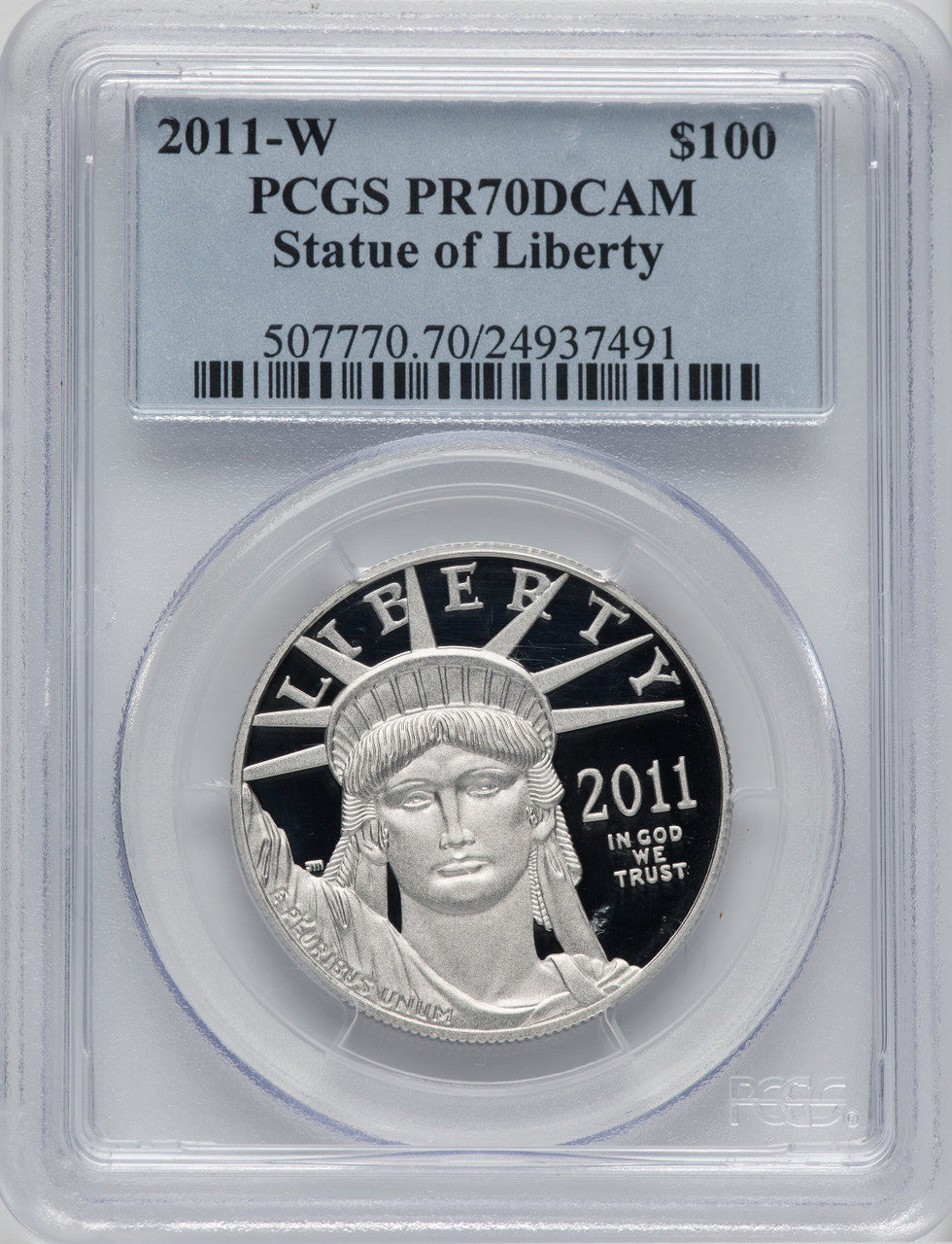 2011-W $100 One-Ounce Platinum Eagle Statue of Liberty PCGS PR70