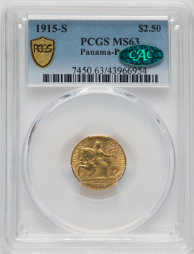 1915-S $2.50 Panama-Pacific Quarter Eagle CAC Commemorative Gold PCGS MS63