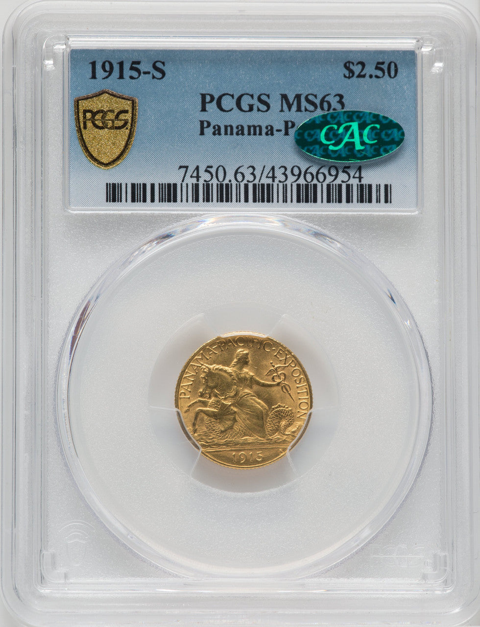 1915-S $2.50 Panama-Pacific Quarter Eagle CAC Commemorative Gold PCGS MS63