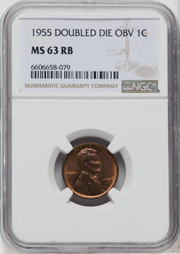 1955 1C DDO FS-101 RB Lincoln Cent NGC MS63