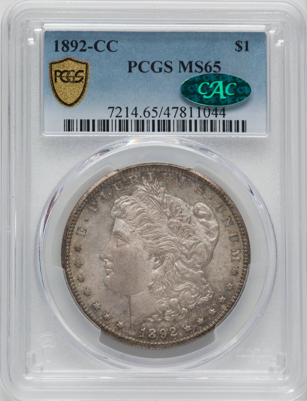 1892-CC $1 CAC Morgan Dollar PCGS MS65