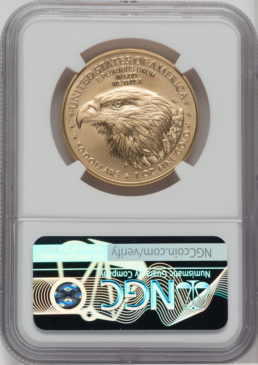 2021-W One-Ounce Gold Eagle Type Two Burnished Mike Castle Signature NGC MS70