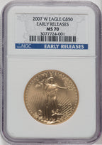 2007-W $50 One-Ounce Gold Eagle First Strike NGC MS70
