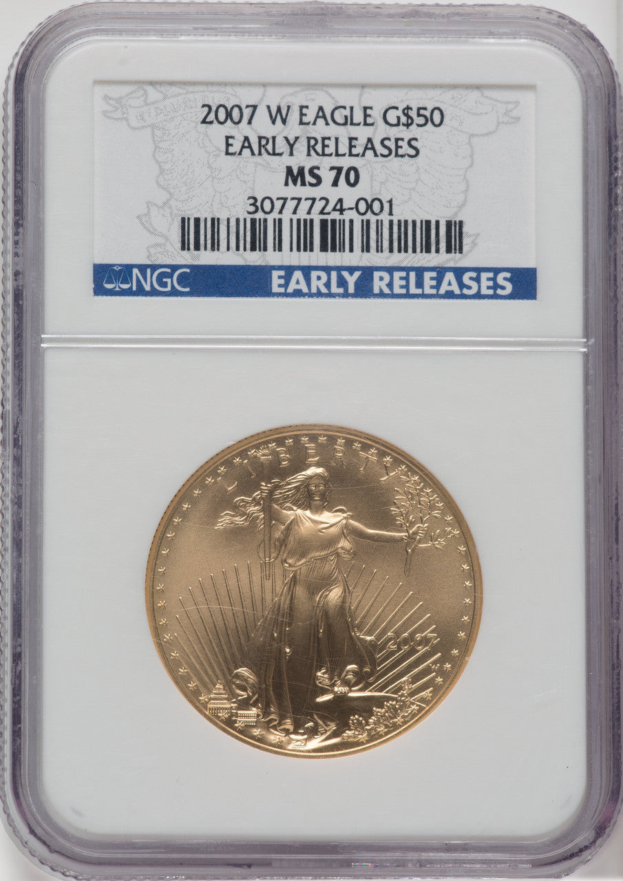 2007-W $50 One-Ounce Gold Eagle First Strike NGC MS70