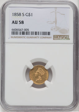 1858-S G$1 Gold Dollar NGC AU58