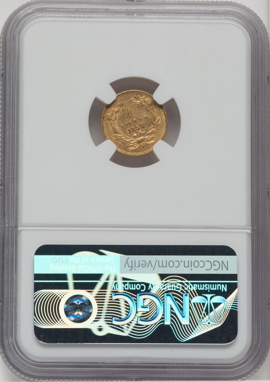 1858-S G$1 Gold Dollar NGC AU58