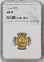 1836 $2.50 Script 8 Classic Quarter Eagle NGC MS62