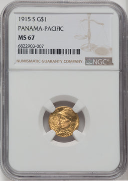 1915-S G$1 PAN-PAC Gold Dollar Commemorative Gold NGC MS67 (762961002)