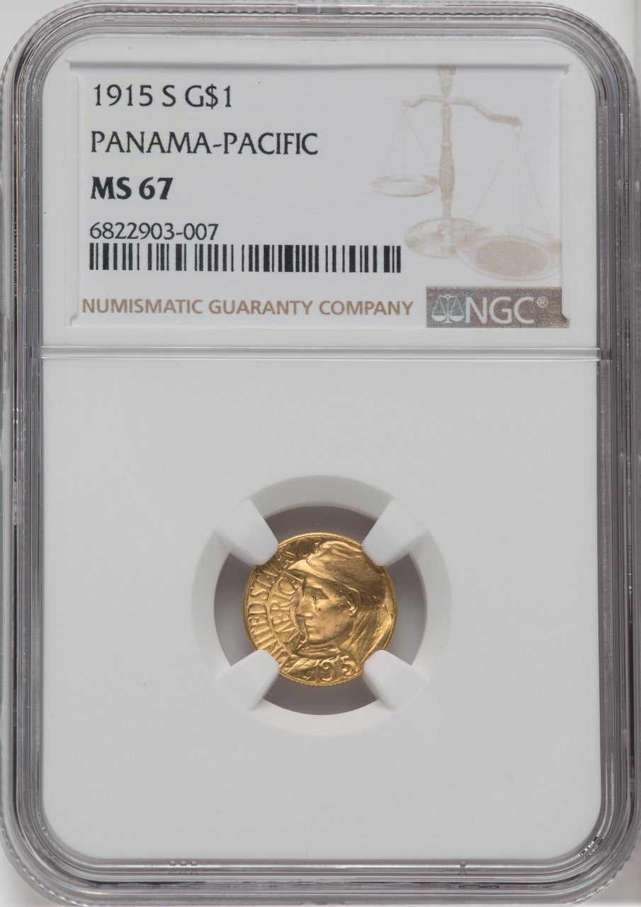 1915-S G$1 PAN-PAC Gold Dollar Commemorative Gold NGC MS67 (762961002)