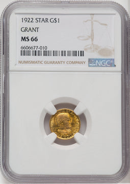 1922 G$1 Grant With Star Commemorative Gold NGC MS66