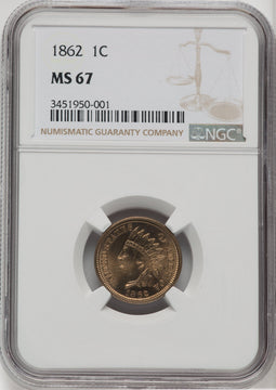 1862 1C Indian Cent NGC MS67
