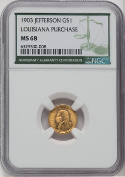 1903 G$1 JEFF Commemorative Gold NGC MS68