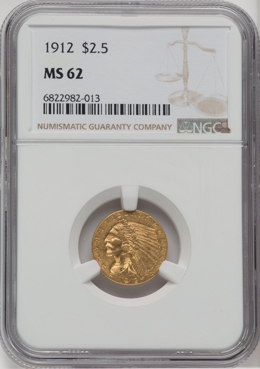 1912 $2.50 Indian Quarter Eagle NGC MS62