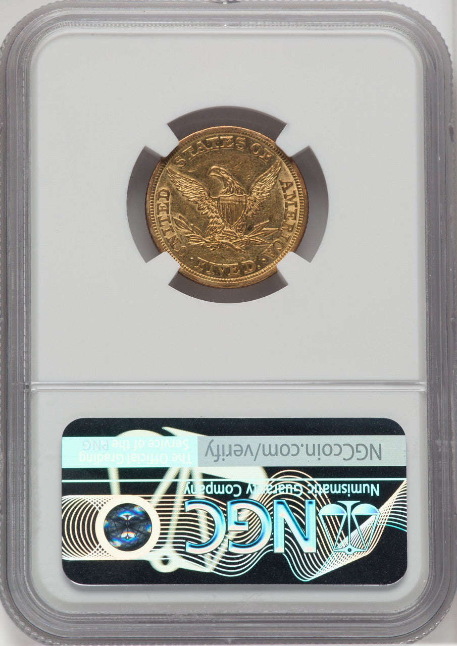 1843 $5 Liberty Half Eagle NGC AU55