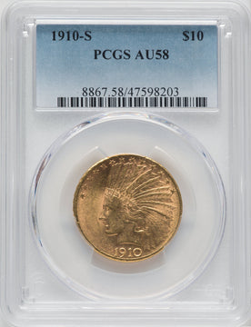 1910-S $10 Indian Eagle PCGS AU58