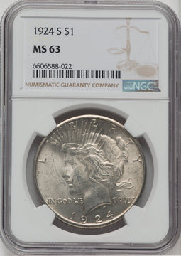 1924-S $1 Peace Dollar NGC MS63