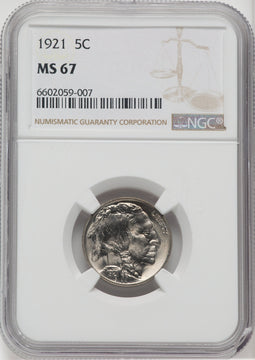 1921 5C Buffalo Nickel NGC MS67