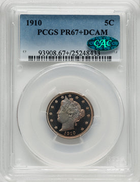 1910 5C CAC Proof Liberty Nickel PCGS PR67+