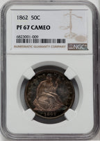 1862 50C CA Proof Seated Half Dollar NGC PR67