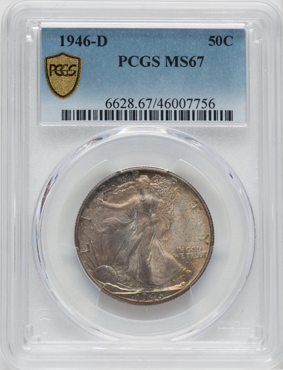 1946-D 50C Walking Liberty Half Dollar PCGS MS67