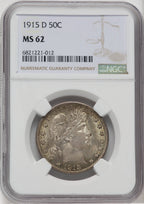 1915-D 50C Barber Half Dollar NGC MS62