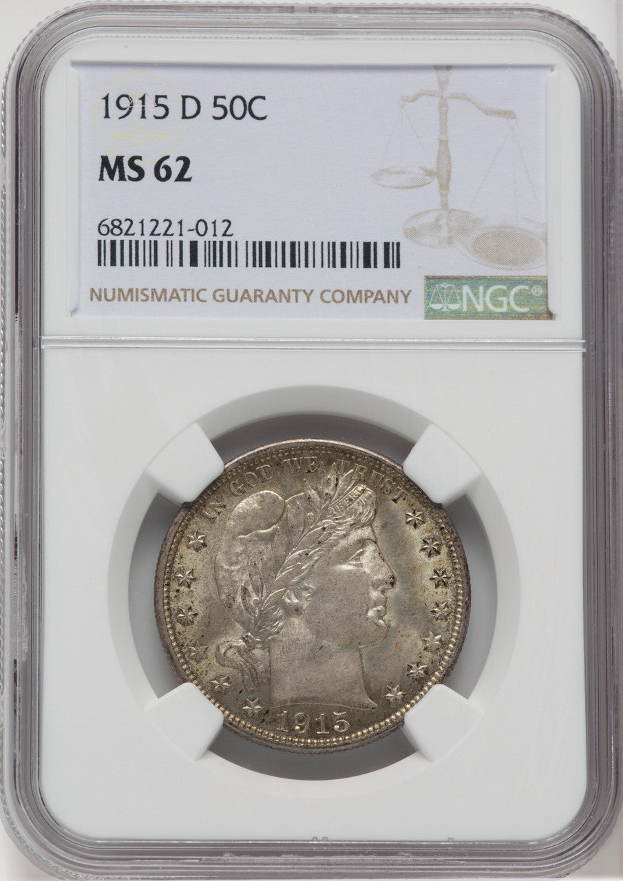 1915-D 50C Barber Half Dollar NGC MS62