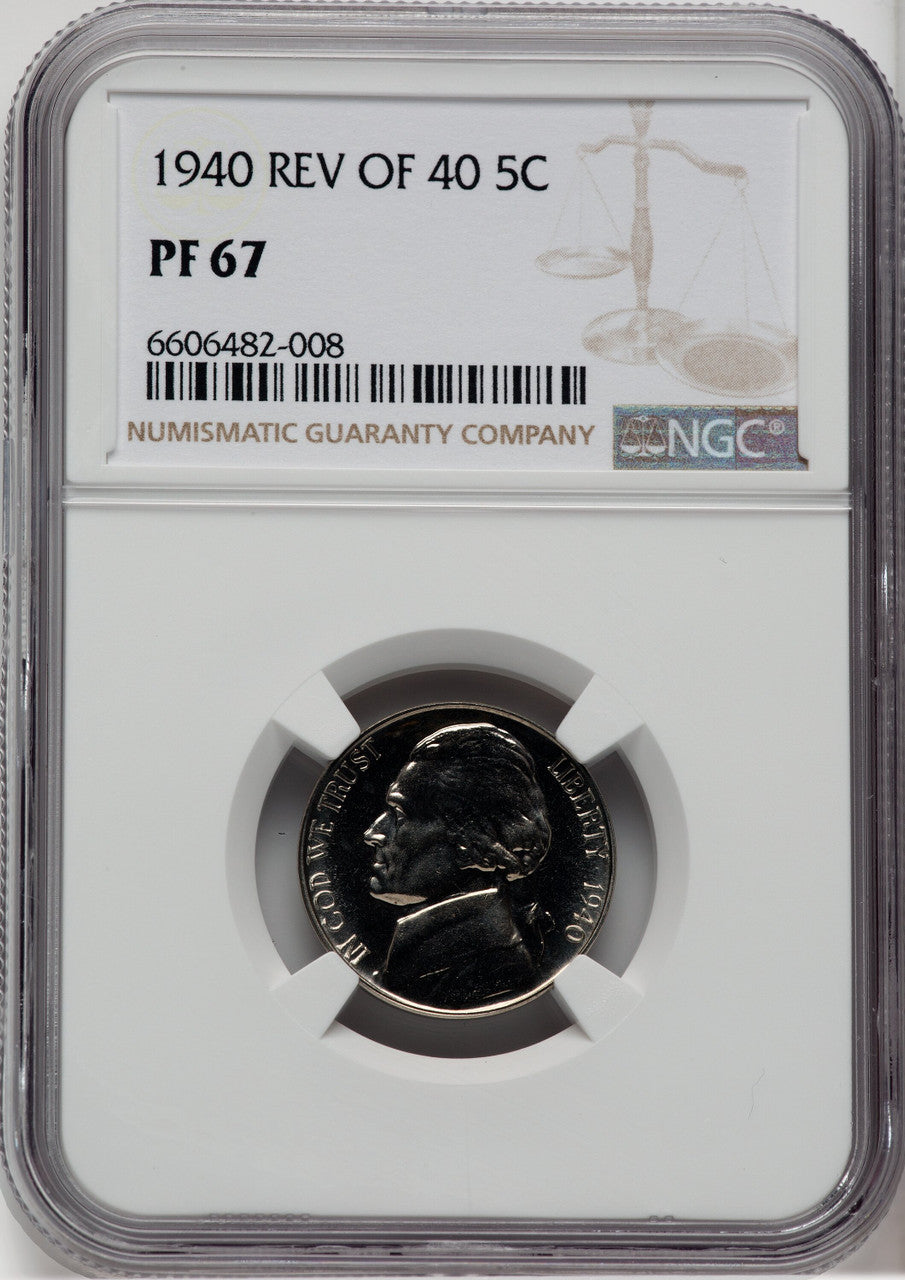 1939 5C Reverse of 1940 Proof Jefferson Nickel NGC PR67