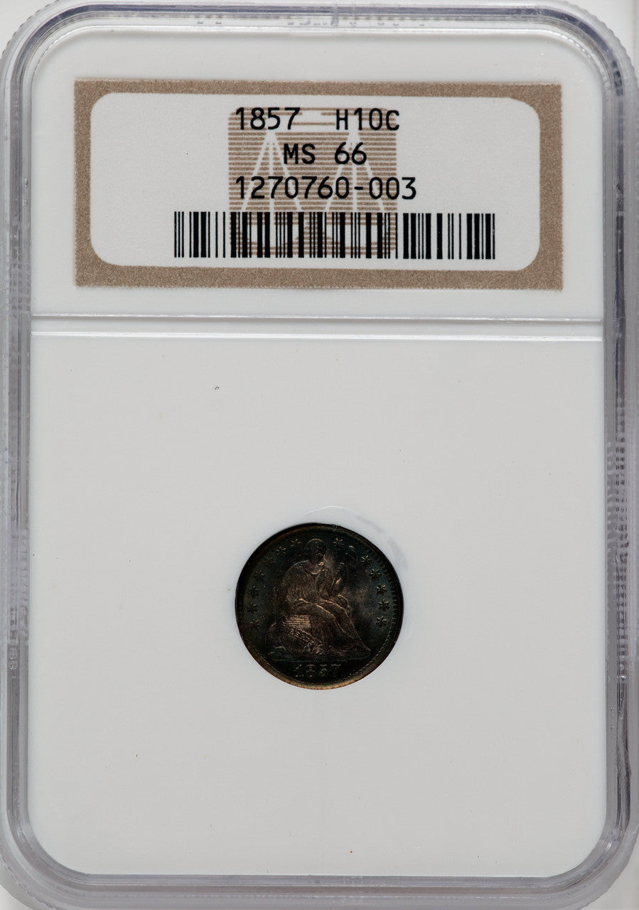 1857 H10C Seated Half Dime NGC MS66