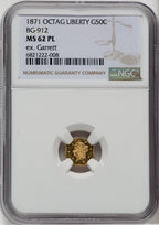 1871 50C BG-912 PL California Fractional Gold NGC MS62