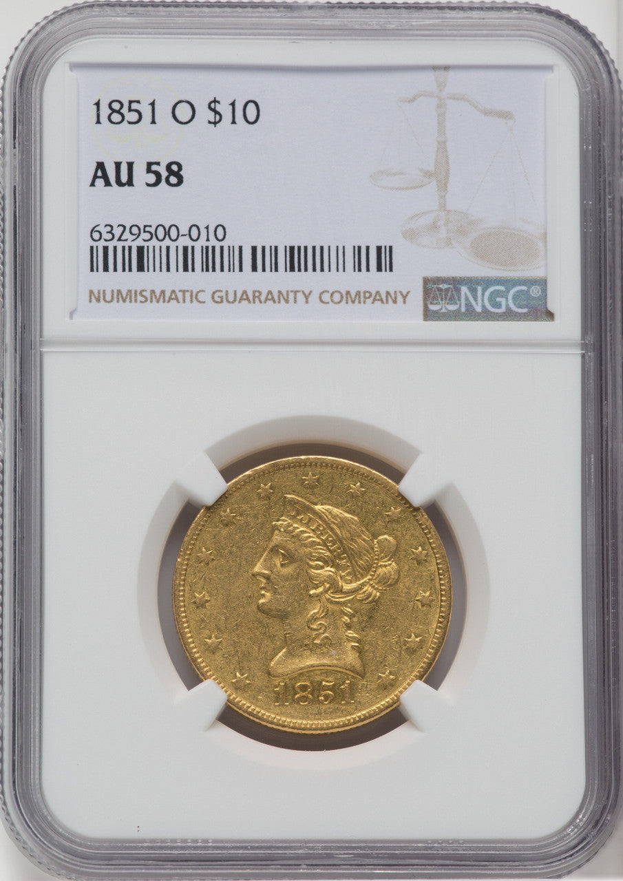 1851-O $10 Liberty Eagle NGC AU58