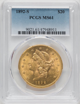1892-S $20 Liberty Double Eagle PCGS MS61