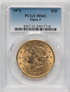 1873 $20 OPEN 3 Liberty Double Eagle PCGS MS61 (761520002)