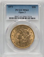 1873 $20 OPEN 3 Liberty Double Eagle PCGS MS61 (505024025)