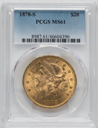 1878-S $20 Liberty Double Eagle PCGS MS61