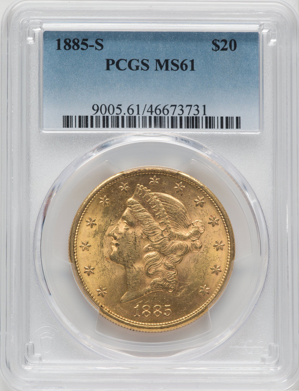 1885-S $20 Liberty Double Eagle PCGS MS61