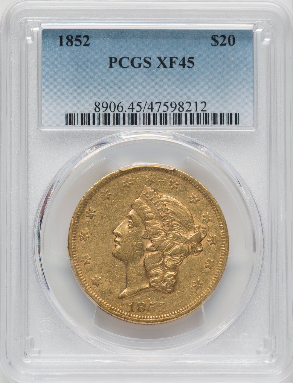 1852 $20 Liberty Double Eagle PCGS XF45