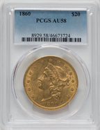 1860 $20 Liberty Double Eagle PCGS AU58