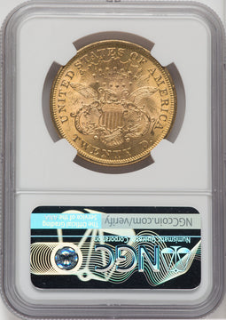 1873 $20 OPEN 3 Liberty Double Eagle NGC MS60
