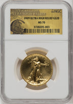 2009 $20 One-Ounce Gold Ultra High Relief Twenty Dollar NGC MS70