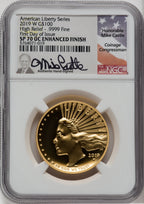 2019-W $100 High Relief Enhanced First Day of Issue NGC SP70 Castle