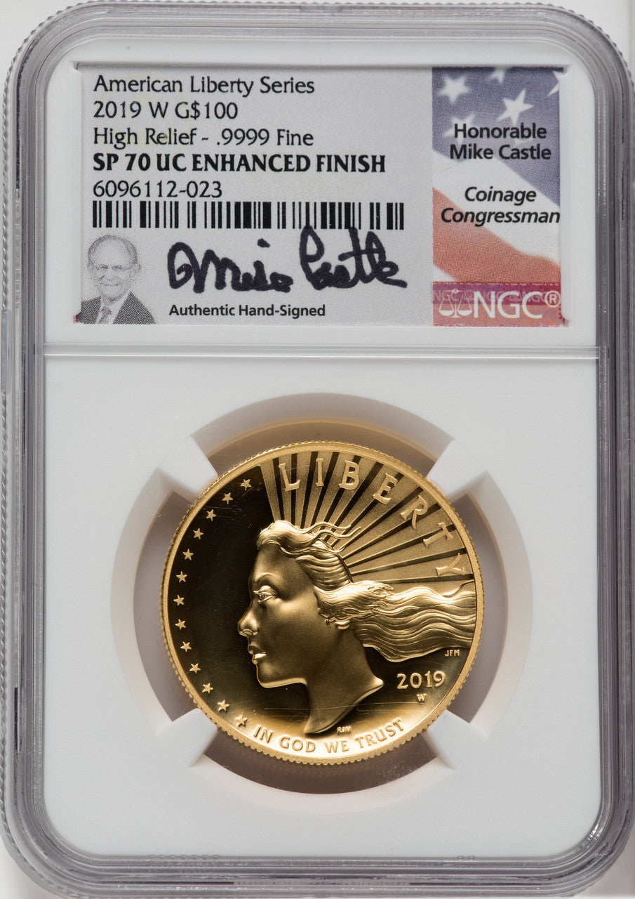 2019-W $100 High Relief Enhanced NGC SP70 Mike Castle