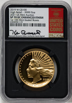 2019-W $100 High Relief UC Enhanced Finish NGC SP70 Kenneth Bressett