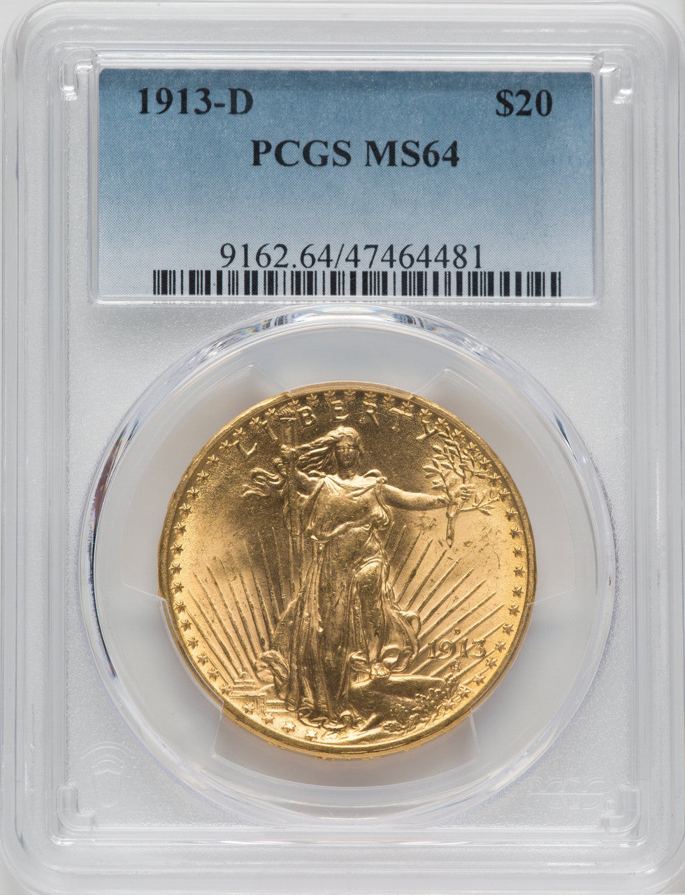 1913-D $20 Saint-Gaudens Double Eagle PCGS MS64
