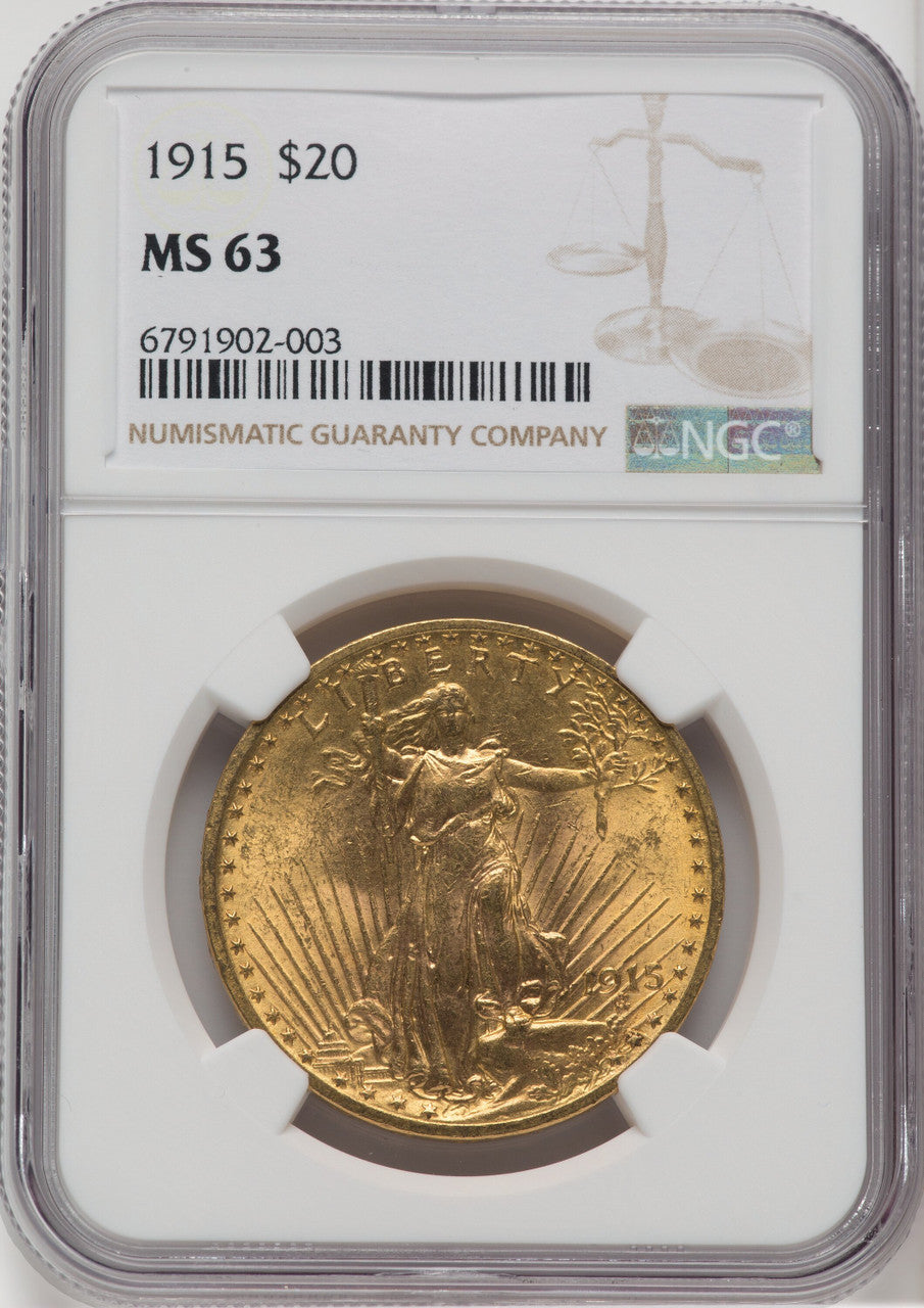 1915 $20 Saint-Gaudens Double Eagle NGC MS63