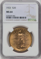 1923 $20 Saint-Gaudens Double Eagle NGC MS64