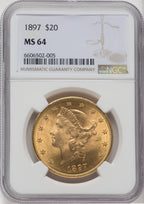 1897 $20 Liberty Double Eagle NGC MS64