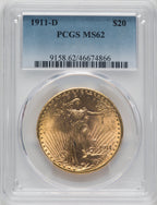 1911-D $20 Saint-Gaudens Double Eagle PCGS MS62 (761467099)