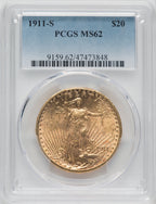 1911-S $20 Saint-Gaudens Double Eagle PCGS MS62 (571608032)