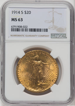 1914-S $20 Saint-Gaudens Double Eagle NGC MS63 (173767060)