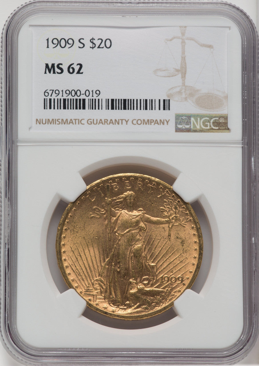 1909-S $20 Saint-Gaudens Double Eagle NGC MS62 (571627237)